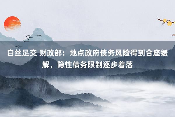 白丝足交 财政部：地点政府债务风险得到合座缓解，隐性债务限制逐步着落