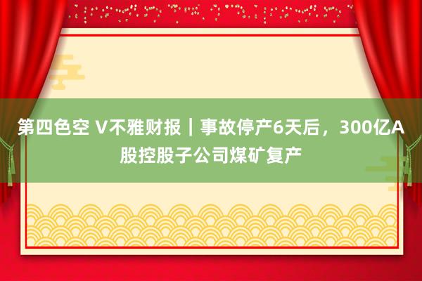 第四色空 V不雅财报｜事故停产6天后，300亿A股控股子公司煤矿复产