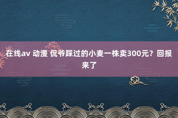 在线av 动漫 侃爷踩过的小麦一株卖300元？回报来了