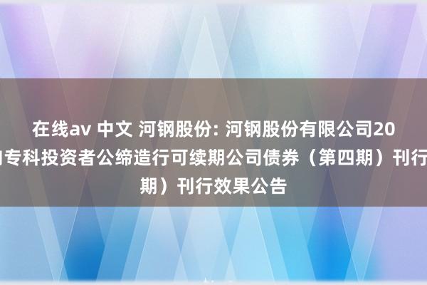 在线av 中文 河钢股份: 河钢股份有限公司2024年面向专科投资者公缔造行可续期公司债券（第四期）刊行效果公告