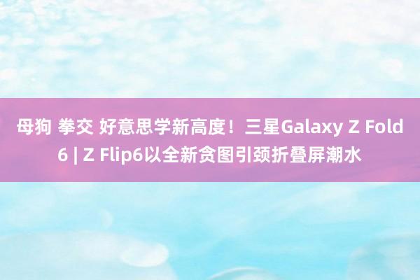 母狗 拳交 好意思学新高度！三星Galaxy Z Fold6 | Z Flip6以全新贪图引颈折叠屏潮水