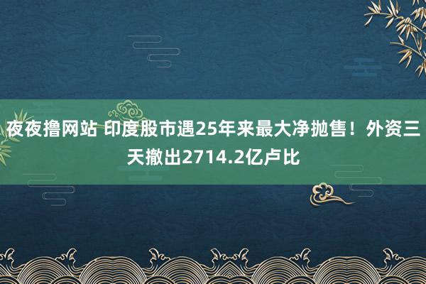 夜夜撸网站 印度股市遇25年来最大净抛售！外资三天撤出2714.2亿卢比