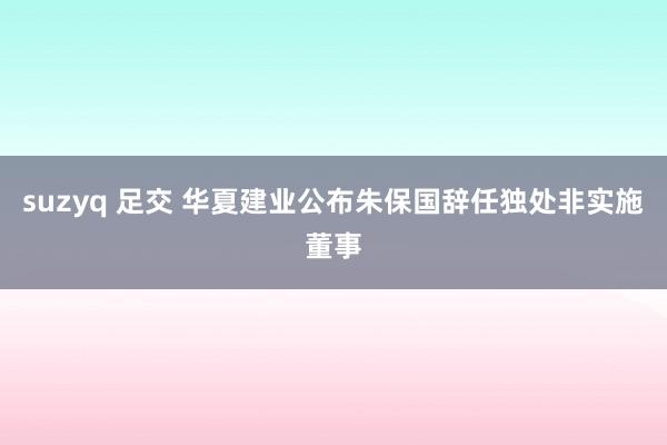 suzyq 足交 华夏建业公布朱保国辞任独处非实施董事