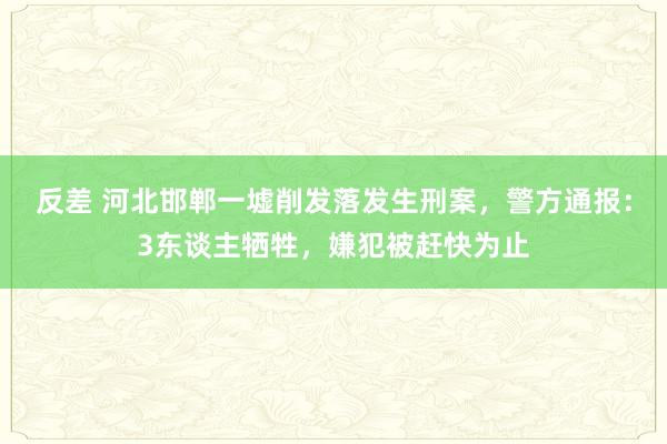 反差 河北邯郸一墟削发落发生刑案，警方通报：3东谈主牺牲，嫌犯被赶快为止