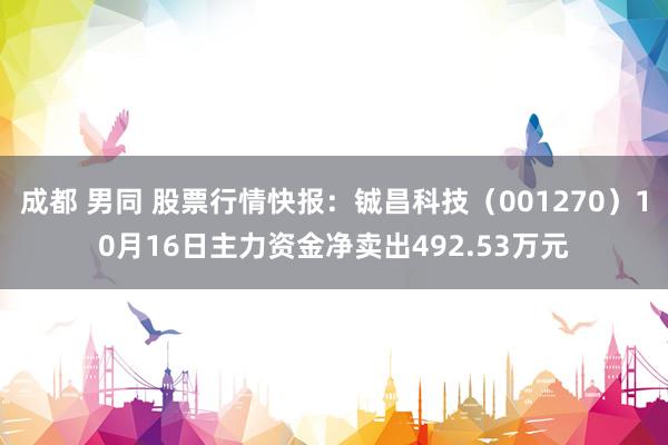 成都 男同 股票行情快报：铖昌科技（001270）10月16日主力资金净卖出492.53万元