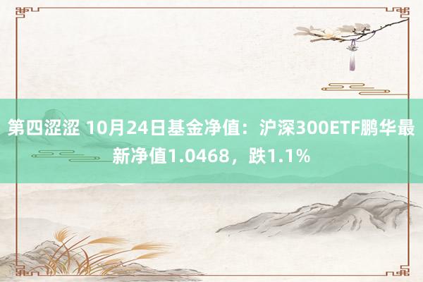 第四涩涩 10月24日基金净值：沪深300ETF鹏华最新净值1.0468，跌1.1%