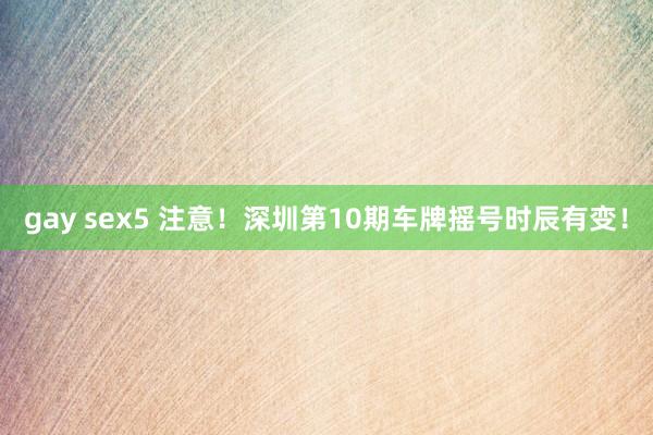 gay sex5 注意！深圳第10期车牌摇号时辰有变！