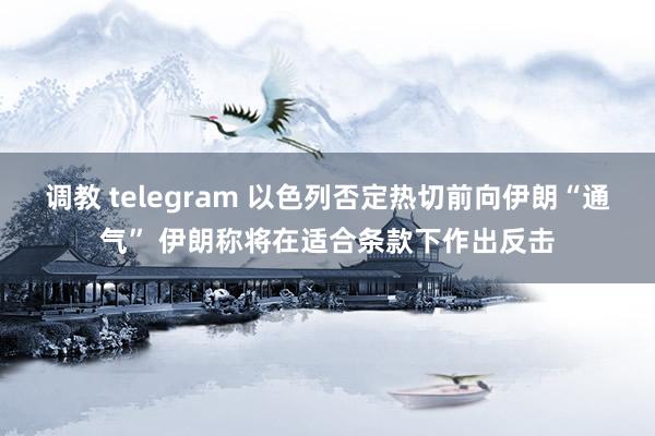 调教 telegram 以色列否定热切前向伊朗“通气” 伊朗称将在适合条款下作出反击