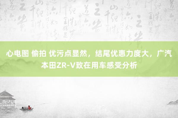 心电图 偷拍 优污点显然，结尾优惠力度大，广汽本田ZR-V致在用车感受分析