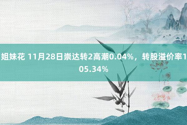 姐妹花 11月28日崇达转2高潮0.04%，转股溢价率105.34%