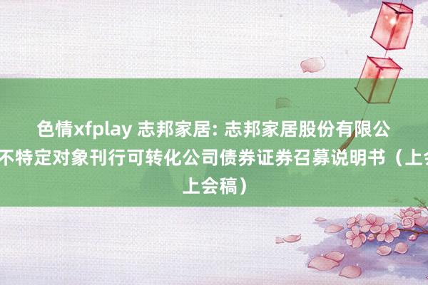 色情xfplay 志邦家居: 志邦家居股份有限公司向不特定对象刊行可转化公司债券证券召募说明书（上会稿）