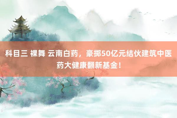 科目三 裸舞 云南白药，豪掷50亿元结伙建筑中医药大健康翻新基金！