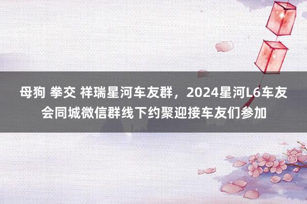 母狗 拳交 祥瑞星河车友群，2024星河L6车友会同城微信群线下约聚迎接车友们参加