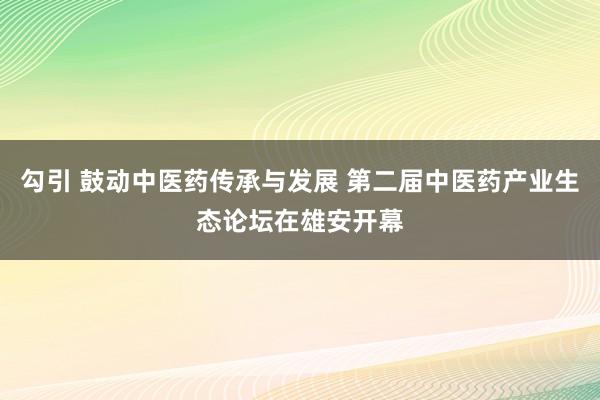 勾引 鼓动中医药传承与发展 第二届中医药产业生态论坛在雄安开幕