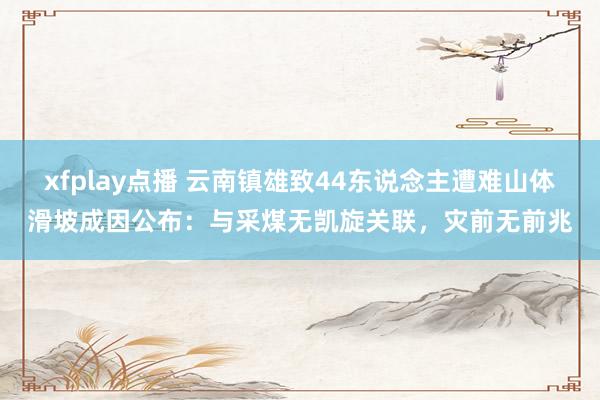 xfplay点播 云南镇雄致44东说念主遭难山体滑坡成因公布：与采煤无凯旋关联，灾前无前兆