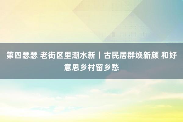 第四瑟瑟 老街区里潮水新丨古民居群焕新颜 和好意思乡村留乡愁