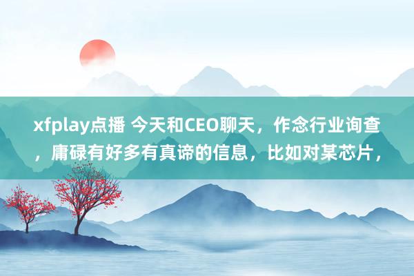 xfplay点播 今天和CEO聊天，作念行业询查，庸碌有好多有真谛的信息，比如对某芯片，