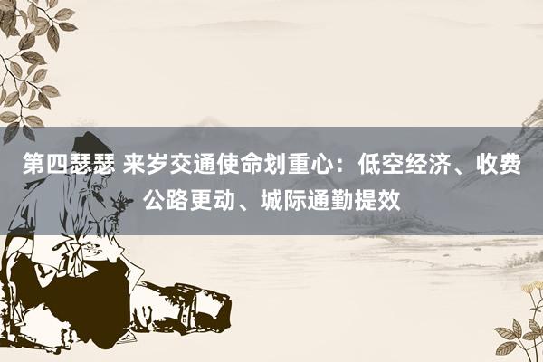 第四瑟瑟 来岁交通使命划重心：低空经济、收费公路更动、城际通勤提效