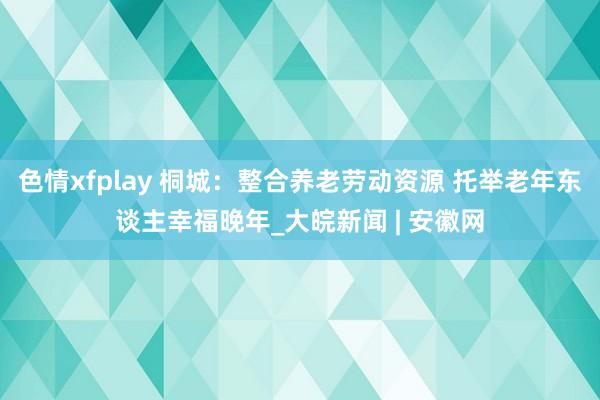 色情xfplay 桐城：整合养老劳动资源 托举老年东谈主幸福晚年_大皖新闻 | 安徽网