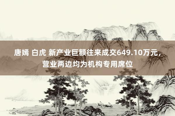 唐嫣 白虎 新产业巨额往来成交649.10万元，营业两边均为机构专用席位