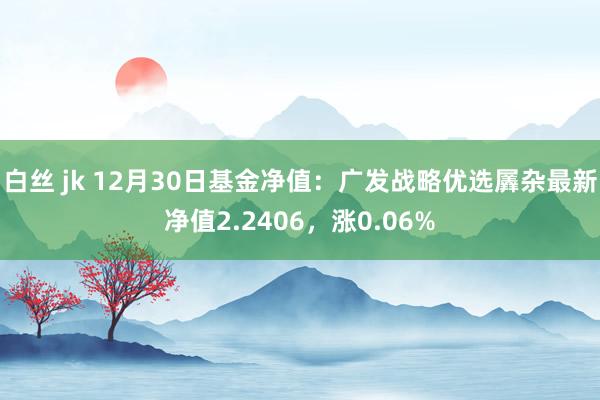 白丝 jk 12月30日基金净值：广发战略优选羼杂最新净值2.2406，涨0.06%