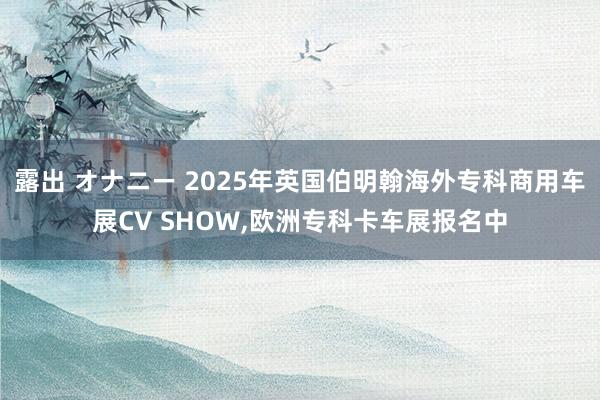 露出 オナニー 2025年英国伯明翰海外专科商用车展CV SHOW，欧洲专科卡车展报名中