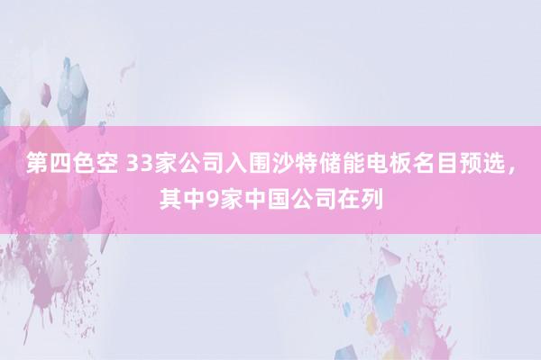 第四色空 33家公司入围沙特储能电板名目预选，其中9家中国公司在列