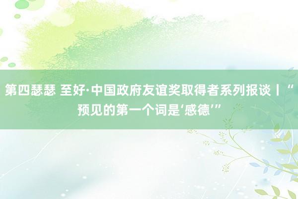 第四瑟瑟 至好·中国政府友谊奖取得者系列报谈丨“预见的第一个词是‘感德’”