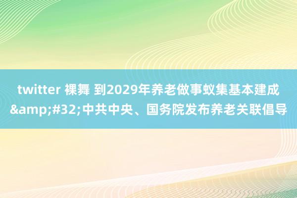 twitter 裸舞 到2029年养老做事蚁集基本建成&#32;中共中央、国务院发布养老关联倡导