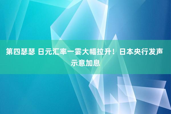 第四瑟瑟 日元汇率一霎大幅拉升！日本央行发声 示意加息