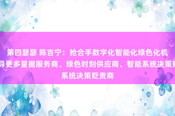 第四瑟瑟 陈吉宁：抢合手数字化智能化绿色化机遇 训导更多量据服务商、绿色时刻供应商、智能系统决策贬责商